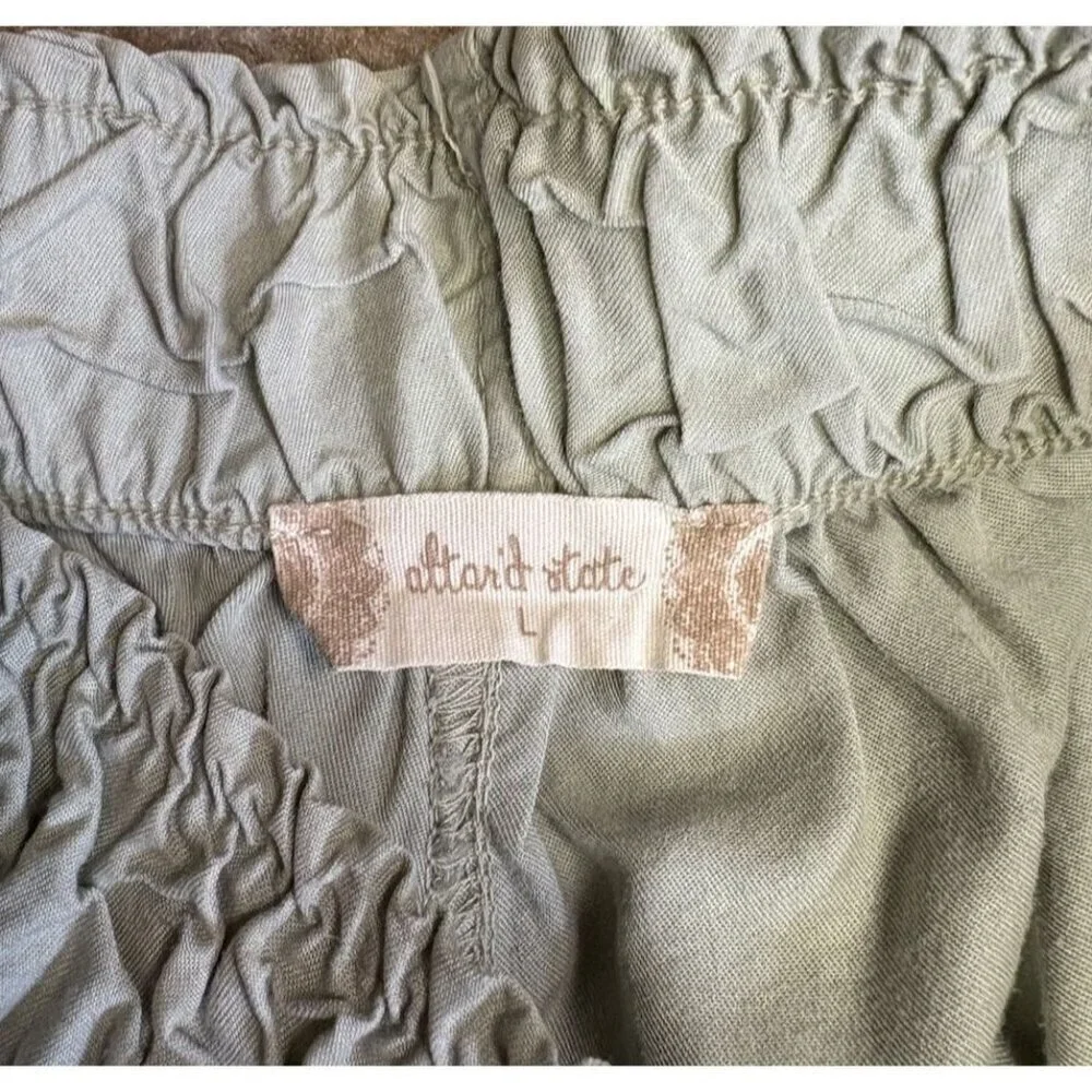 Altar’d State Light Green Linen Blend Paperbag Shorts Large 4” Inseam